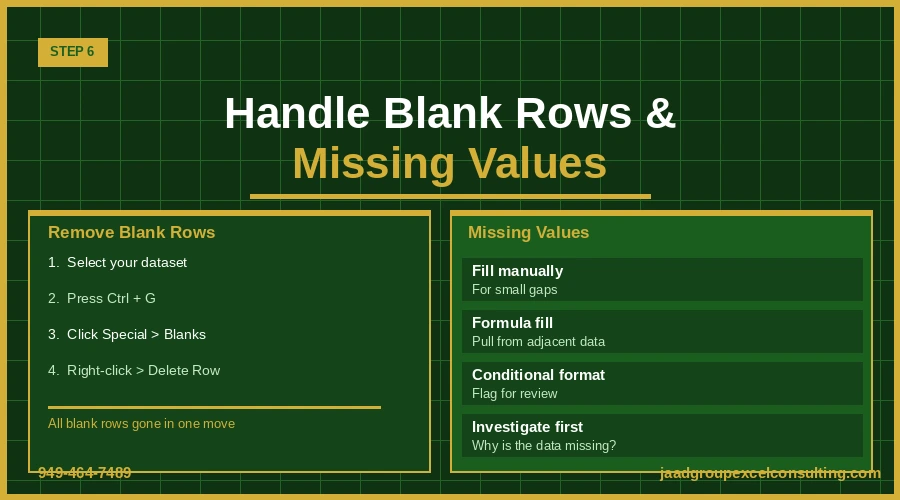 Step 6: Handle Blank Rows and Missing Values
