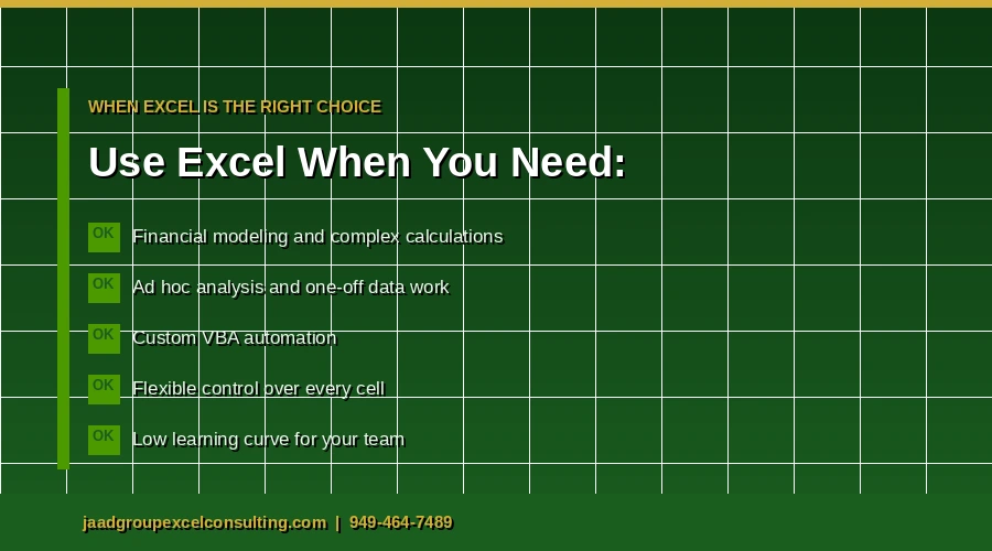 use excel when you need